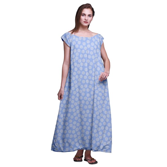 Bimba Chemise de Nuit Imprimée pour Femmes, Tenue de Nuit pour Dames, Robe d'Allaitement, Vêtement de Nuit en Rayonne