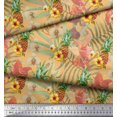 thumbnail image 2 of Soimoi Orange polyester Crepe Fabric Lily & Pine Fruits Fabric Prints By Yard 42 Inch Wide, 2 of 3
