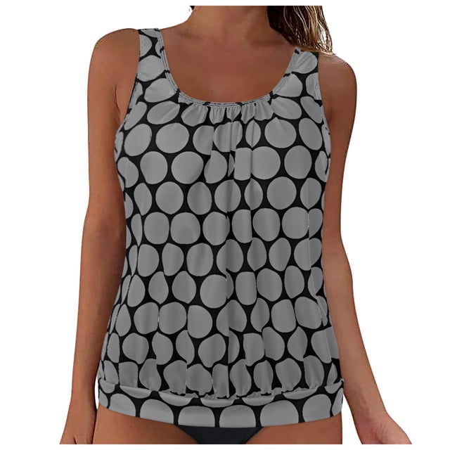 Gibobby Two Piece Tankini Bathing Suits for Women One Shoulder Swim Top with Bottom Swimsuits(Grey,M)