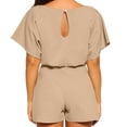 thumbnail image 2 of TIMIFIS Women's Summer Jumpsuit Belted Keyhole Back Short Sleeve Solid Color Jumpsuit on, 2 of 6