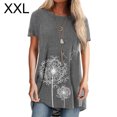 thumbnail image 1 of yingyy Femmes T-shirt Imprimé Casual Chemisier Manches Courtes Col Rond Top, Bleu, S Gris XXL, 1 of 5