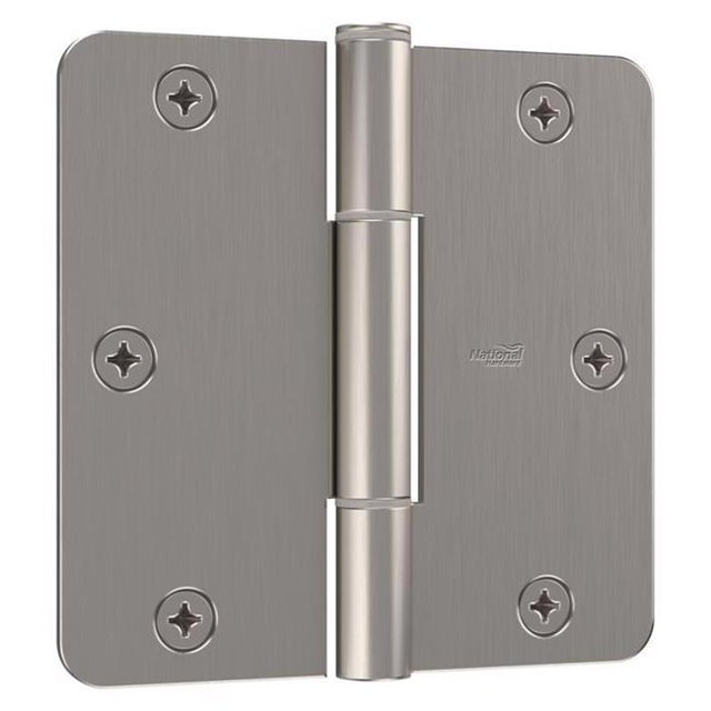 SqueakGuard Door Hinges, 5/8 In. Round Corners, Satin Nickel, 3-1/2 In., 3-Pk. - N830-450
