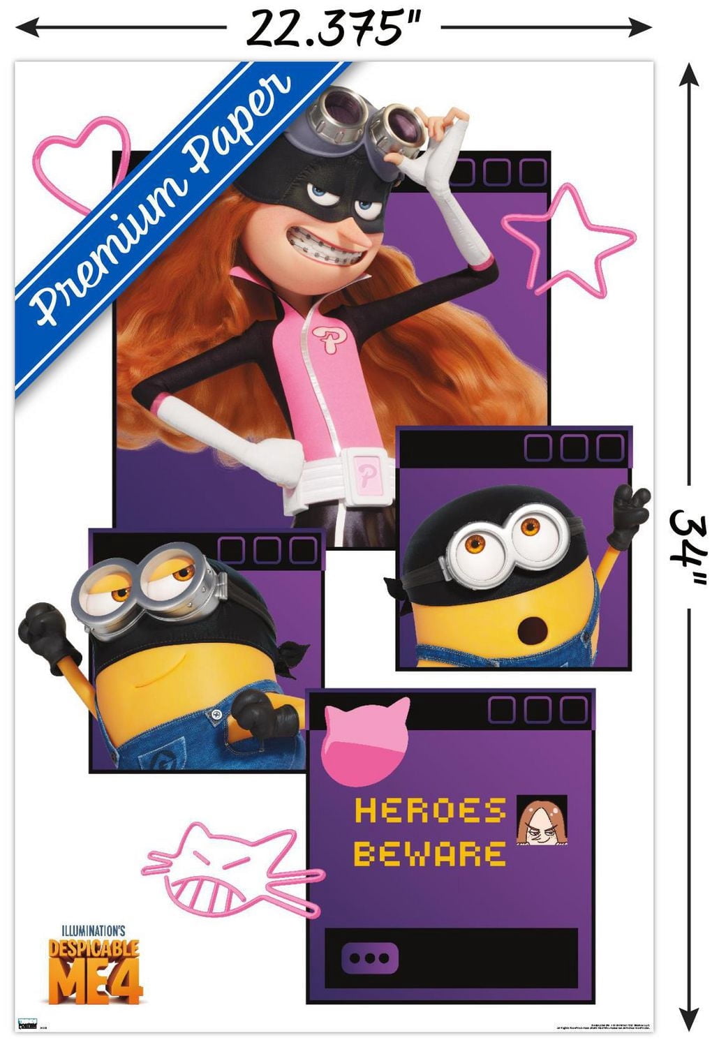 Illumination Despicable Me 4 - Heroes Beware Wall Poster, 22.375" x 34"
