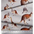 thumbnail image 3 of Soimoi Grey Modal Satin Fabric Kangaroo & Giraffe Animal Print Sewing Fabric Yard 42 Inch Wide, 3 of 3