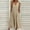 Khaki, variant on SMihono Summer Boho Maxi Dress for Women Plus Size Women's Fashion Casual Sleeveless V-Neck Button Striped Print Pocket Maxi Dress Beach Swing Sundress