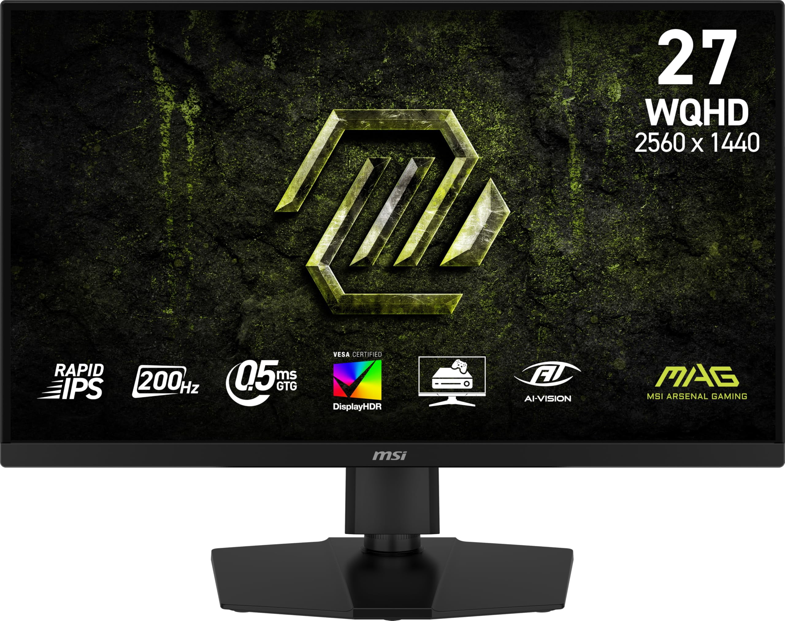 Refurbished MSI MAG 274QPF E20 27-Inch WQHD Rapid IPS Gaming Monitor, 200Hz Refresh Rate, 0.5ms Response Time, VESA DisplayHDR 400, AI Vision Technology, USB-C, HDMI, DisplayPort, Metallic Black