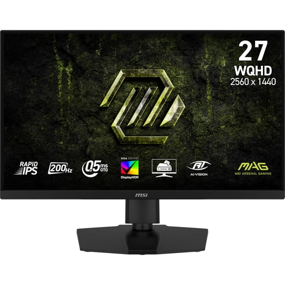 Refurbished MSI MAG 274QPF E20 27-Inch WQHD Rapid IPS Gaming Monitor, 200Hz Refresh Rate, 0.5ms Response Time, VESA DisplayHDR 400, AI Vision Technology, USB-C, HDMI, DisplayPort, Metallic Black