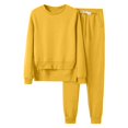 thumbnail image 1 of Kcodviy Women's Plus Size Loose Rompers with Train for Women Solid Color Top with Women Work Suit Set Long Sleeves Fleece Lined Mike Pants Women Casual Suit, 1 of 8