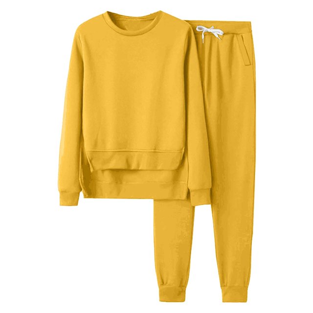 Kcodviy Women's Plus Size Loose Rompers with Train for Women Solid Color Top with Women Work Suit Set Long Sleeves Fleece Lined Mike Pants Women Casual Suit