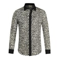 thumbnail image 1 of INSPIRE CHIC Men's Vintage Leopard Printed Button Down Long Sleeve Cotton Shirt S Blacks Leopard, 1 of 6