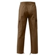 thumbnail image 4 of RKSTN Cargo Pants for Men Drawstring Solid Color Casual Multiple Pockets Trousers Outdoor Fitness Pants with Pockets, 4 of 5