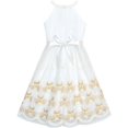thumbnail image 2 of Robe Fille Or Papillon Brodé Robe Dos Nu Fête 6 Ans, 2 of 6