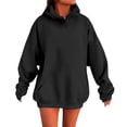 thumbnail image 1 of Chandail à Capuchon Femme Couleur Unie Basique Automne Chandail à Capuchon avec Poche avant Extensible Coupe Confortable Chandail Molletonné à Enfiler Chandail Ras du Cou pour Femmes Noir G, 1 of 5