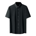 thumbnail image 1 of Birdeem Shirts for Men Mens Short Sleeved Solid Color Button Ice Silk Formal Dress Short Sleeved, 1 of 9