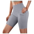 thumbnail image 2 of PEZHADA Women's High Waist Compression Bike Shorts, Gray, M, 2 of 6