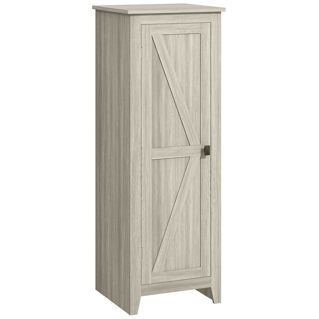 HOMCOM Garde-Manger de Cuisine de 48 Pouces, Armoire de Rangement Grise avec design de Porte de Grange. Présente une Disposition Verticale Compacte à Quatre Niveaux, Incluant Deux Tablettes Ajustables pour un Rangement flexible. Fait de MDF et de Panneau de Particules de style Ferme, Conception Anti-Basculement, et Porte Magnétique pour la Sécurité et la Commodité. Idéal pour Organiser les Essentiels de Cuisine dans les Petits Espaces Ou les Appartements.