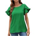 thumbnail image 5 of Pisexur Hauts de Printemps pour Femmes 2025, Hauts pour Femmes, Hauts de Sortie pour Femmes, Hauts pour Dames Mode Imprimé Manches Courtes Chemisier Amusant Col Rond T-Shirt Vert Armée, TG, 5 of 5