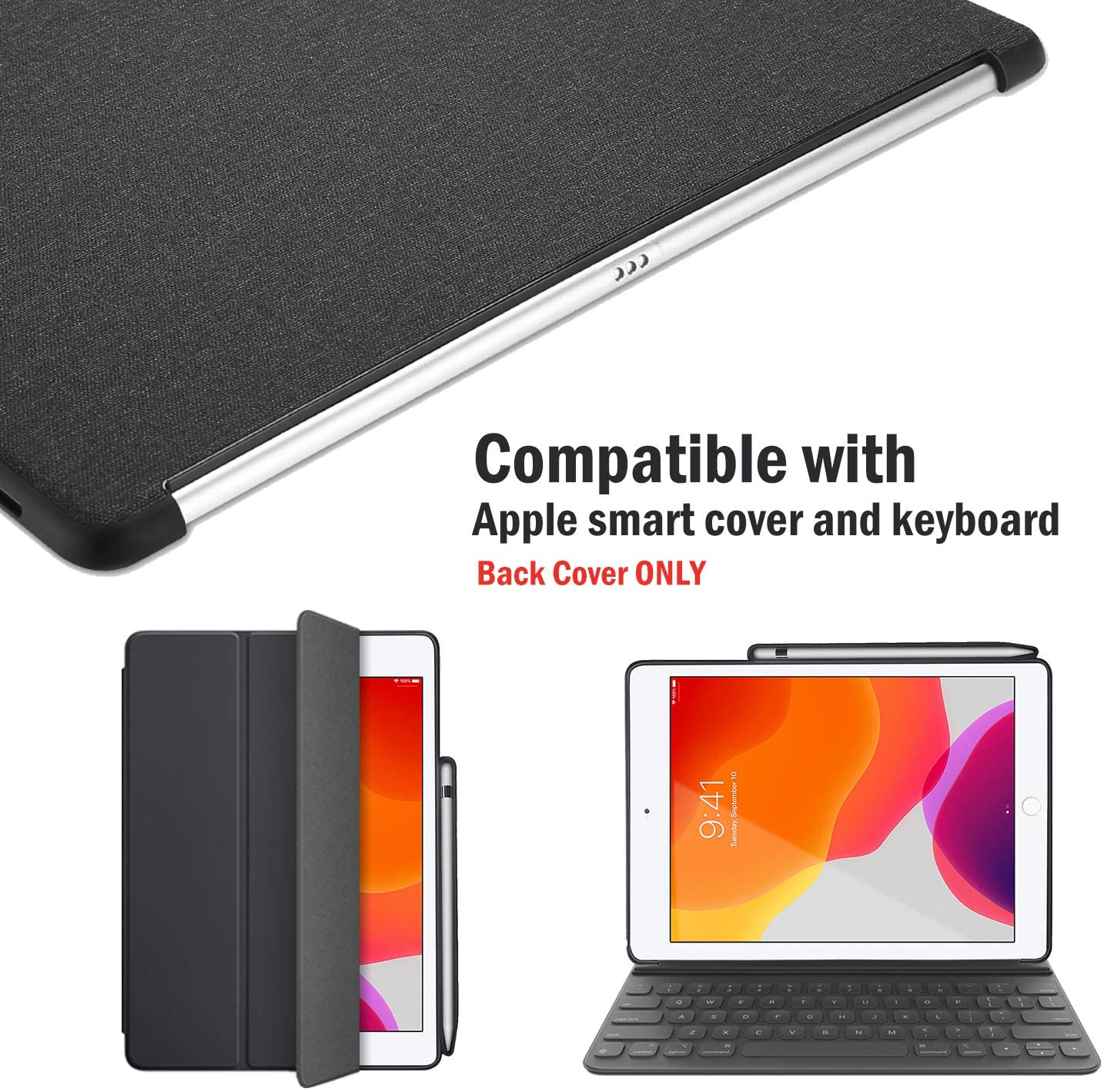 ProCase iPad 10.2 7th Generation Back Case with Pencil Holder, Companion Back Cover Protective Case for 2019 New Apple