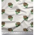 thumbnail image 1 of Soimoi Moss Georgette Fabric Leaves & Lotus Block Print Sewing Fabric Yard 42 Inch Wide, 1 of 3