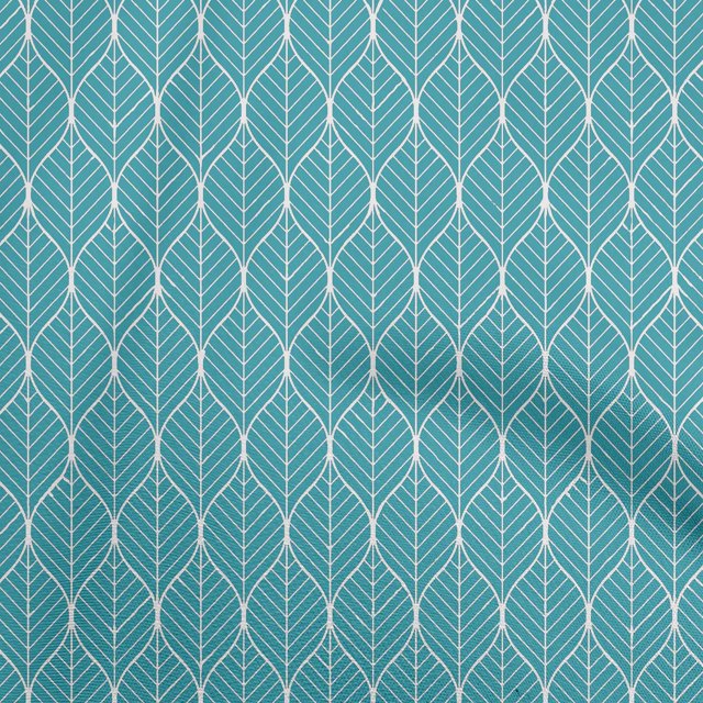 oneOone Georgette Viscose Dusty Teal Green Fabric Geometric Ogee Sewing Material Print Fabric by The Yard 42 Inch Wide