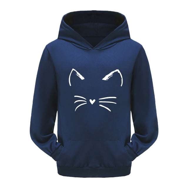 PMVFHDE Liquidation Chandails à Col Rond Filles Enfant Tout-Petit Garçons Filles Manches Longues Imprimés de Dessins Animés Chaud Chandail à Capuchon Chandail Hauts Tenues pour Enfants Survêtement Marine,150