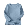 thumbnail image 2 of RXIRUCGD T-Shirts pour Tout-Petits Garçons Filles Mode Couleur Unie Col Rond Manches Longues Haut ( Bleu, Taille : 6-7 Ans ), 2 of 8