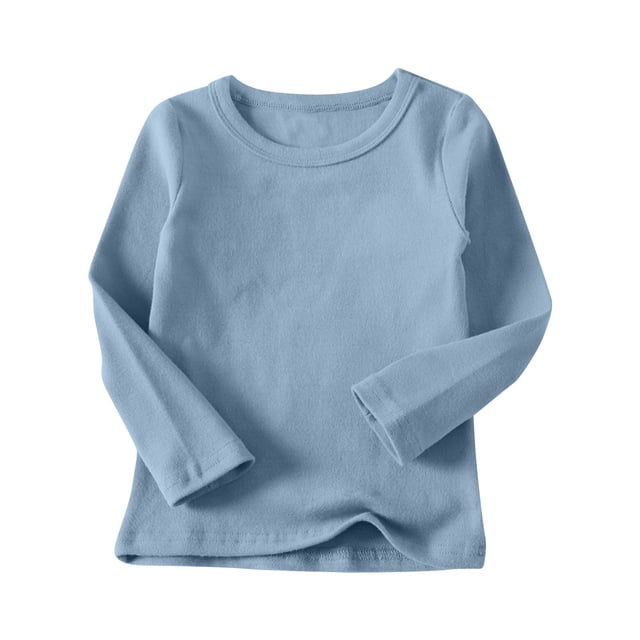 Chandails Molletonnés pour Filles en Liquidation Unisexe Garçons Filles Coton Chandail à Manches Longues Décontracté Col Ras du Cou Hauts du Bas Douillet Uni sous-Vêtement T-Shirts Blouse pour Tout-Petits Chandail Molletonné à Manches Longues pour Filles Nouveau Taille 4-5 Ans