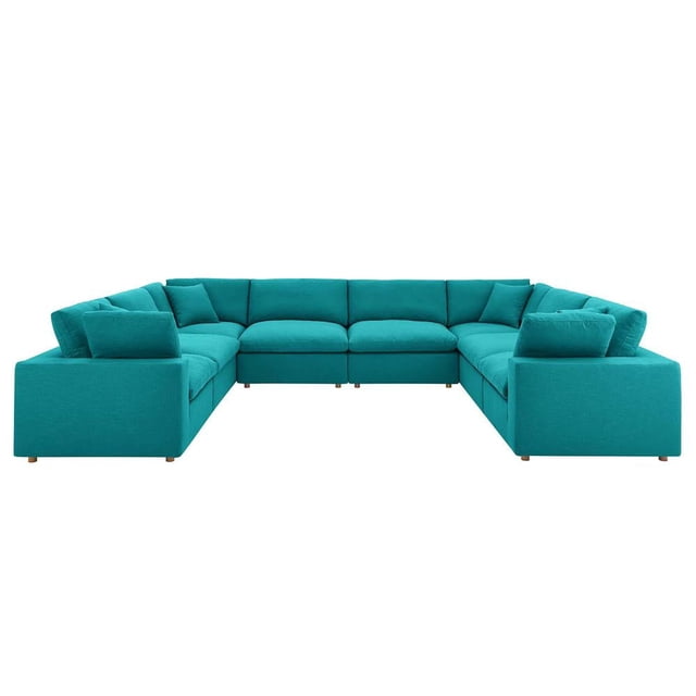 Modway Commix 8-Piece Down Filled Overstuffed Sectional Sofa in Teal
