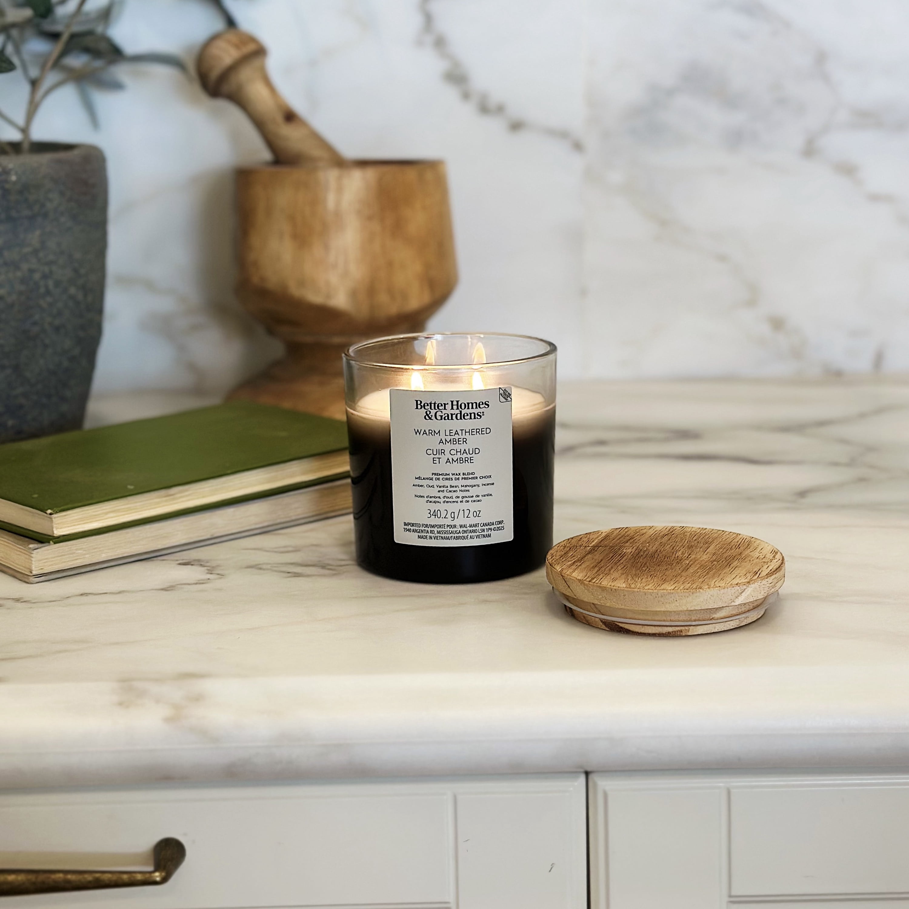 Better Homes & Gardens Scented 2-wick 12 oz. Parrafin Wax Ombre Jar Candle, Warm Leathered Amber