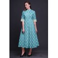 thumbnail image 4 of Bimba Block Printed Front Slit Sleeveless Summer Spring Long Women BeachDress-X-Large, 4 of 5