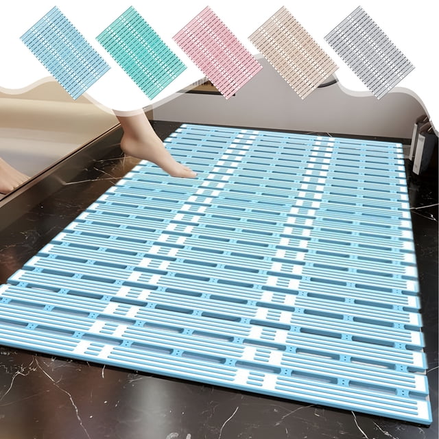 Bowayaoa Anti-Slip Bathroom Mat with Suction Cups, Non-Slip Shower Mat, Bathtub Floor Mat for Safety, Easy to Clean Water Absorbent Bath Rug for Tub and Tile Floor