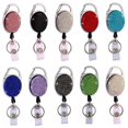 thumbnail image 2 of Color Crystal Rhinestones Badge Reel Work Card Name Tag Retractable Badge Holder Sparkle Bling ID Card Holders Bag Keychain Black, 2 of 5