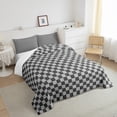 thumbnail image 4 of Erosebridal Checkered Gingham Bedding Sets Toddler with Comforter, Grey Duvet Insert, Rectangle Geometry Decor, 2-Piece, 4 of 8