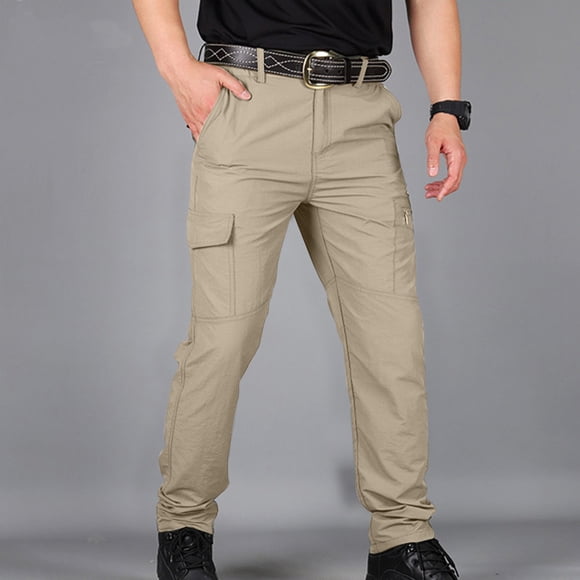 cllios Men's Tactical Pants, Quick Drying Cargo Pants Casual Elastic Waist Straight Leg Trousers Lightweight EDC Work Hiking Pants Multi Pockets Outdoor Apparel