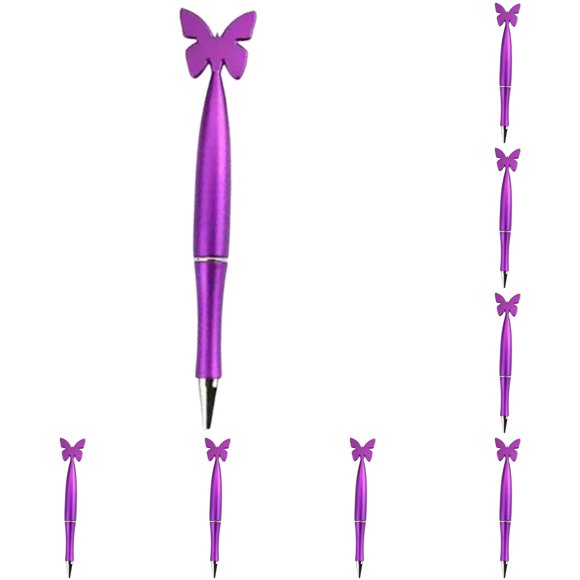 10Pc Ballpoint Pens Butterfly Pen Plastic For Office Desk Journaling Purple
