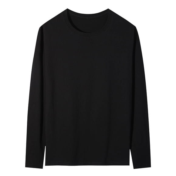 Viluyesy Mens T Shirt Long Sleeve Shirts for Men Plus Size Roundneck Solid Tops Stretch Soft Casual Lightweight Mens Basic Tee Black 3XL