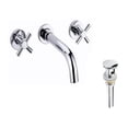 thumbnail image 1 of DROP Bath and Kitchen DR091444 Bathroom Sink Faucet Set with Round Shape in Chrome Color from Wheel series - includes Drain with overflow, 1 of 3