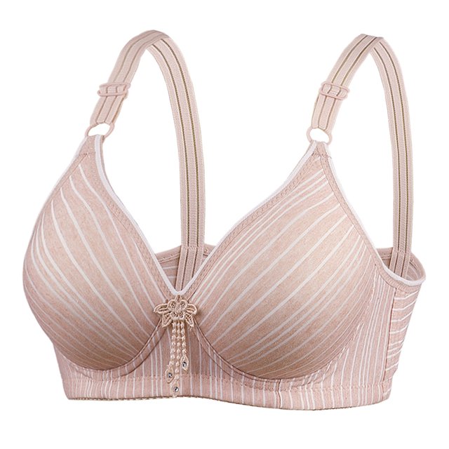 Lace Bralettes Women Full-Coverage Bra Feature V-Neck Full-Figure Bra Style W-1653 Beige L