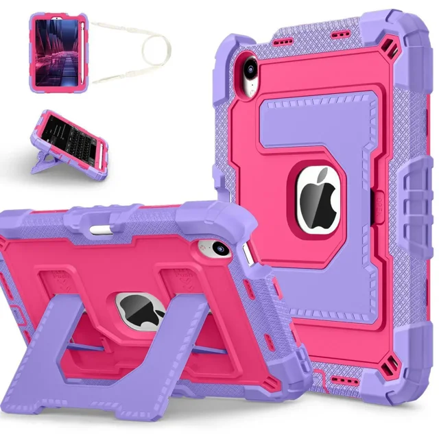 Case for iPad Mini 7 A17 Pro 2024 / iPad Mini 6 2021 8.3 Inch, Shockproof Protective Cover with Kickstand Shoulder Strap
