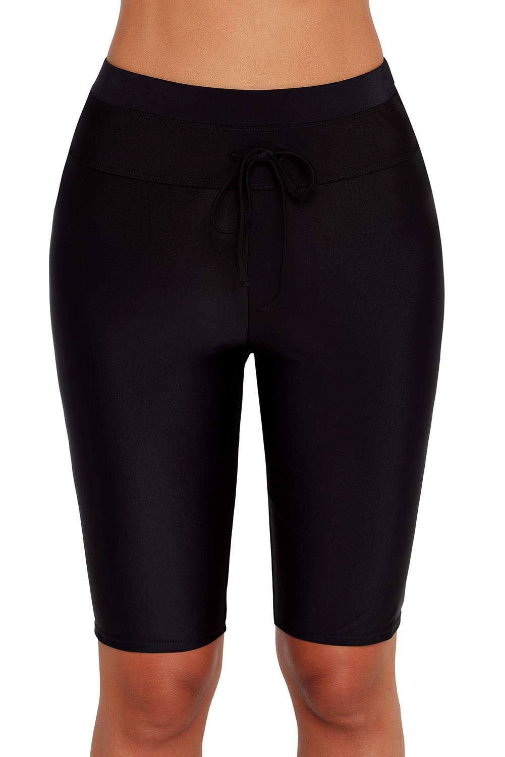 Women's Black High Waisted Boardshort Swim Bottom