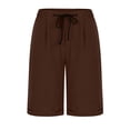 thumbnail image 4 of DPTALR Women's Summer Elastic Waist Drawstring Side Pocket Solid Color Short Pants 5/4, 4 of 6