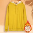 thumbnail image 2 of Women's Warm Lamb Wool Hoodie Solid Color Round Neck Long Sleeve Threaded Drawstring Casual Sweatshirt for Autumn Winter, 2 of 8