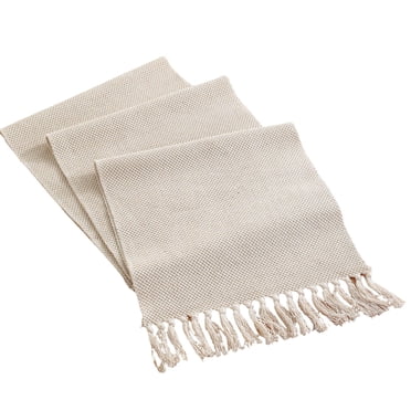 Chemin de Table Style Ferme, Chemin de Table Rustique Vintage, Chemin de Table Tressé en Coton pour Table Basse, Chemin de Table Tissé Beige