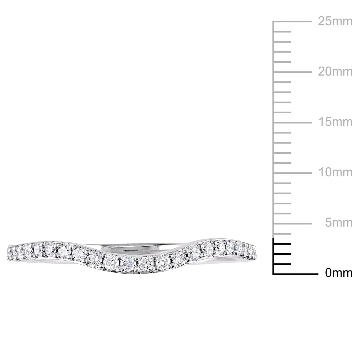 Miabella 1/4 Carat T.W. Diamond 14 K White Gold Curved Contour Wedding Band