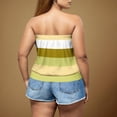 thumbnail image 3 of Posijego Women's Tube Tops Plus Size Going out Strapless Tank Top Striped Color Block Sleeveless Shirts, 3 of 6
