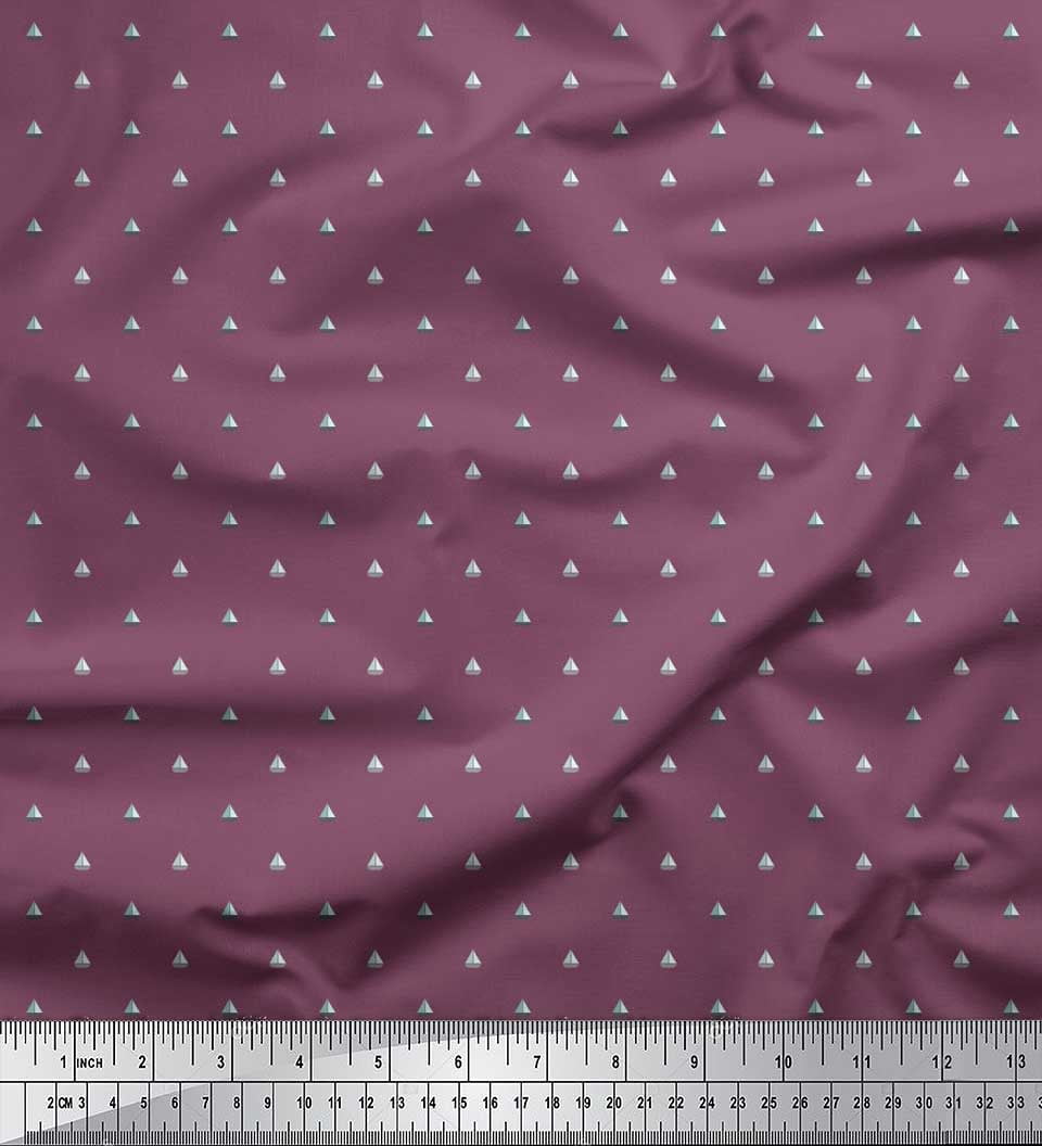 Soimoi Silk Fabric Sailboat Shirting Print Fabric by The Yard 42 Inch Wide