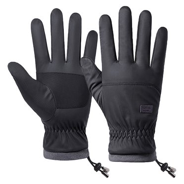 Touch Screen Gloves Winter Warm Fleece Lined Windproof Nylon With Leather Palm For Cycling Skiing Hiking Outdoor Sports 28 cm