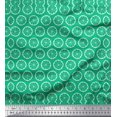 thumbnail image 1 of Soimoi Green Silk Fabric Lemon Slice Block Print Fabric by the Yard 42 Inch Wide, 1 of 5