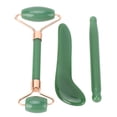 thumbnail image 2 of Outil de Massage Grattant Gua Sha, Rouleau Jadestone 3 Pcs Réduction des Plis Taches Décoloration Rouleau à Double Extrémité avec Outil de Grattage en L pour Usage Domestique Vert,Blanc, 2 of 7