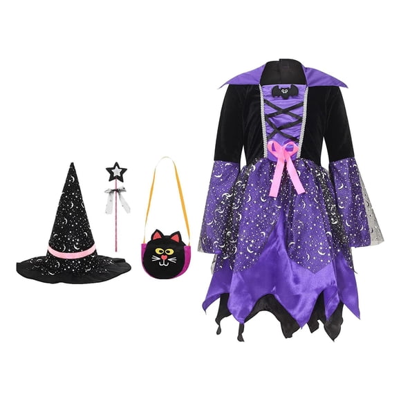 BELOVING Child Witch Costume Dress with Glowing Lights Halloween Costume for Festival 66cm Dress